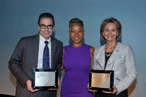 March 12, 2016; San Diego, CA: USTA Annual Awards Luncheon Volunteer Exceptional Service Award - Charlotte Johnson and Jeff Bail with Katrina Adams